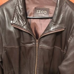 Izod leather brown coat